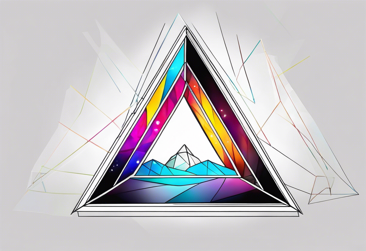 triangle prism glass dispersing a photon into colorfull rays tattoo idea