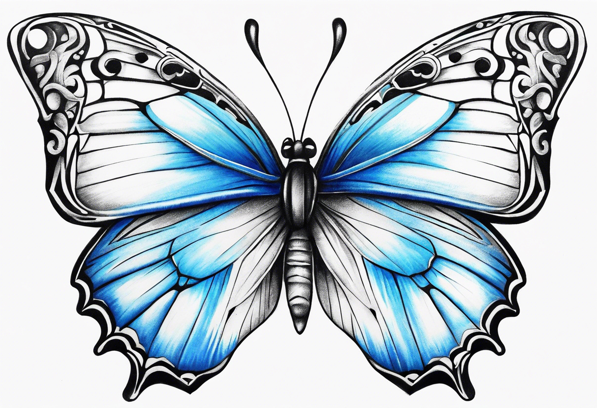 Blue butterfly tattoo idea