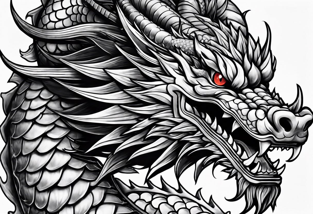 Japanese Dragon head located on arm tattoo idea