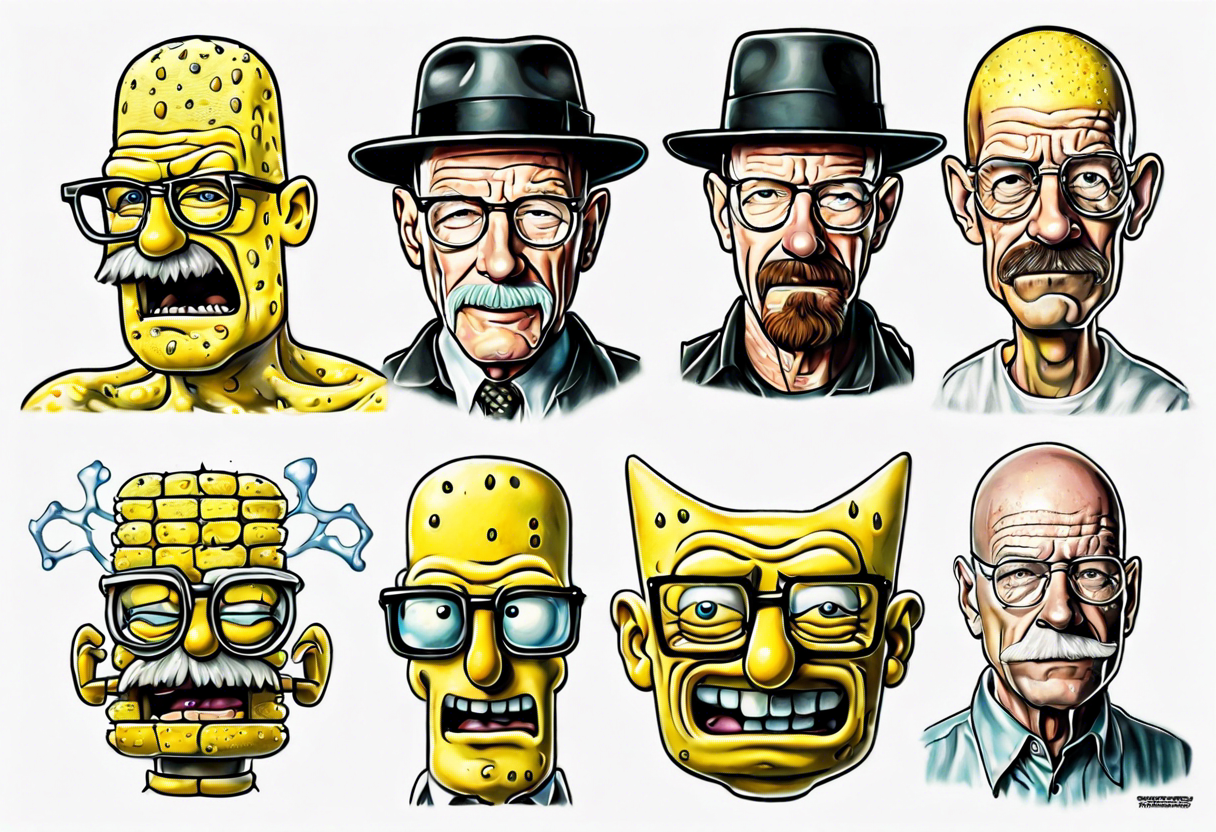 Cursed Walter white sponge bob tattoo idea