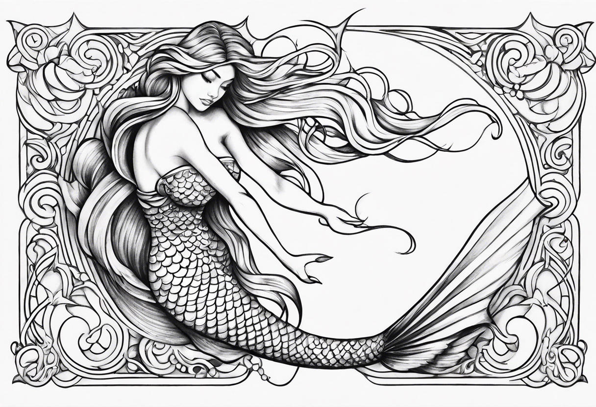 Draw me a nice magical mermaid fish tail tattoo idea