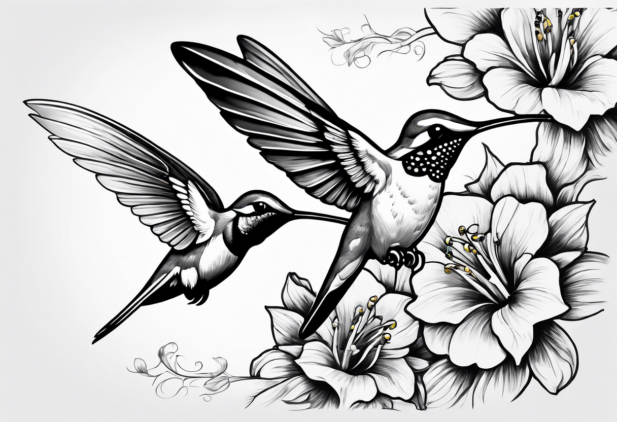 Hummingbird battling a wasp tattoo idea