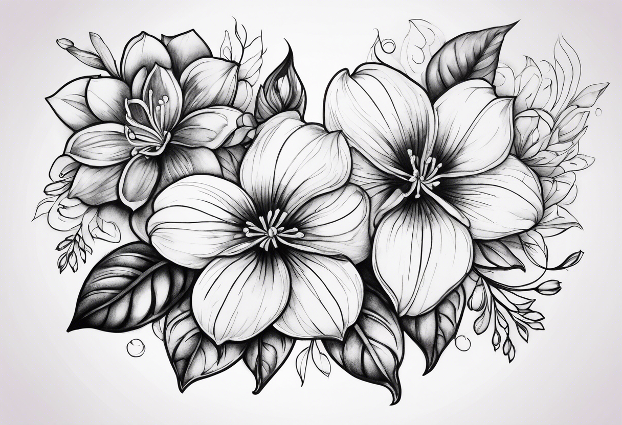 Violet flowers tattoo idea