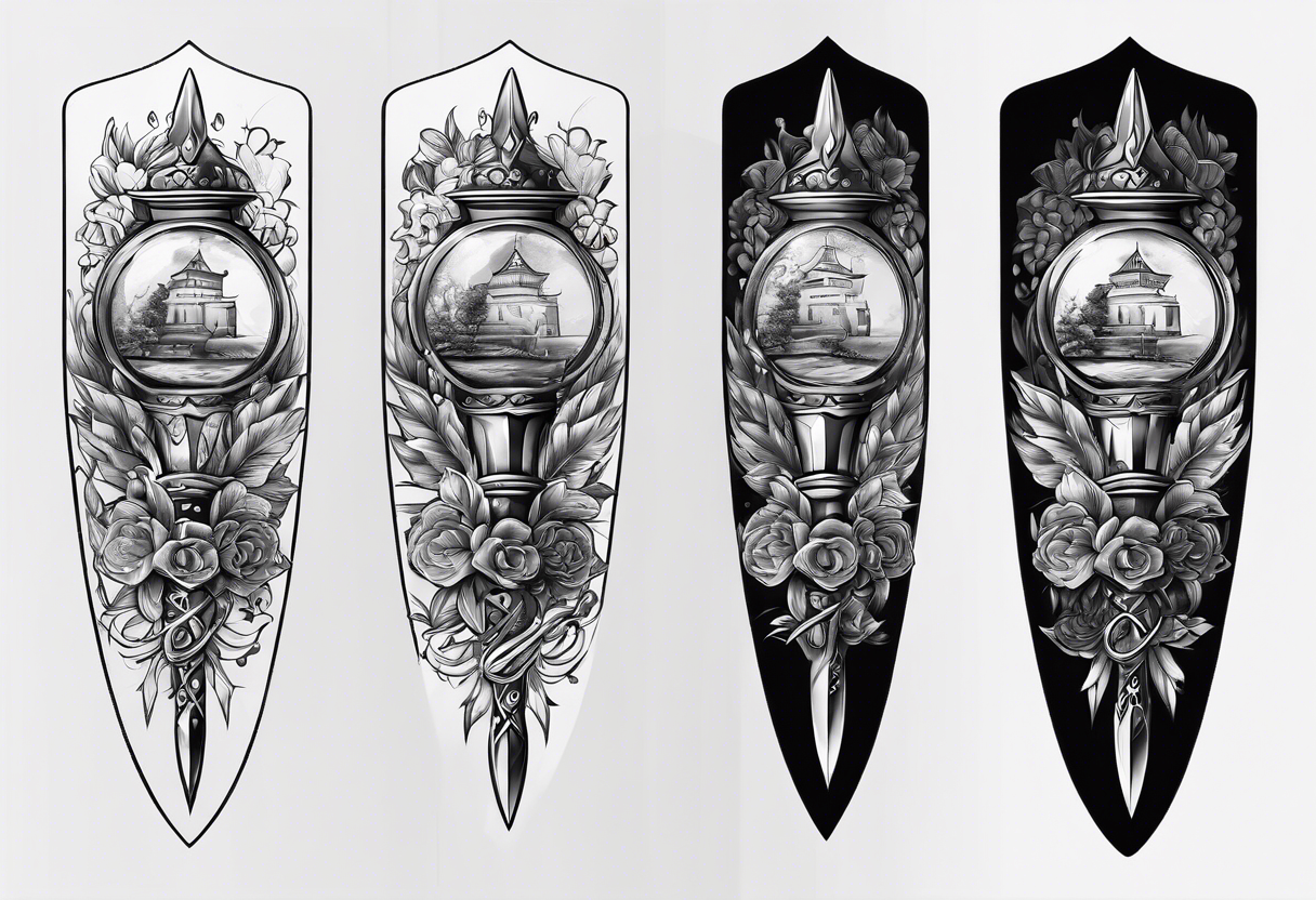 dagger with hour glass tattoo idea