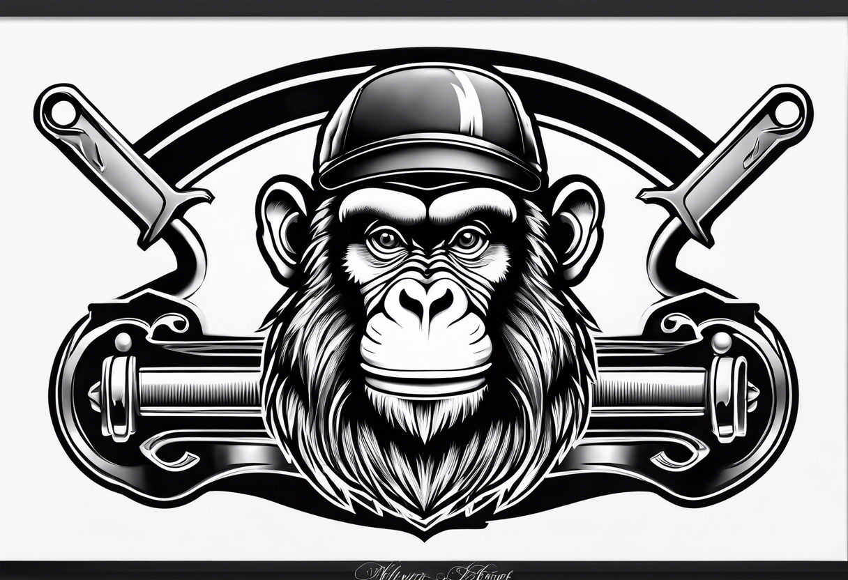 american traditional style monkey 
wrench tattoo idea