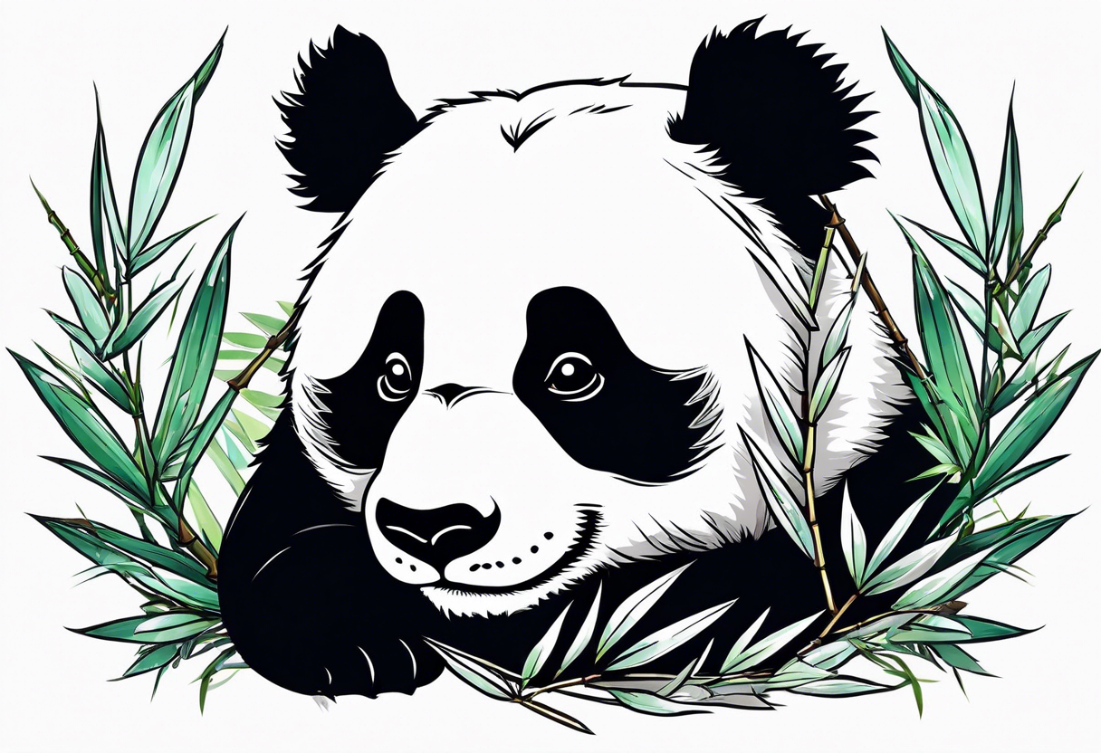 Cute panda only face with bamboo tattoo idea