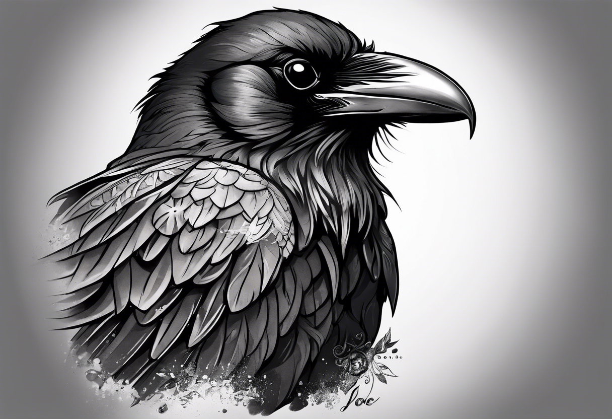 Raven on shoulder blades tattoo idea