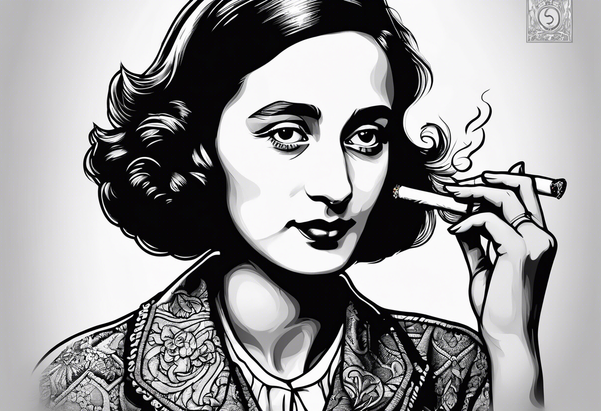 Anne Frank smoking cigarette tattoo idea