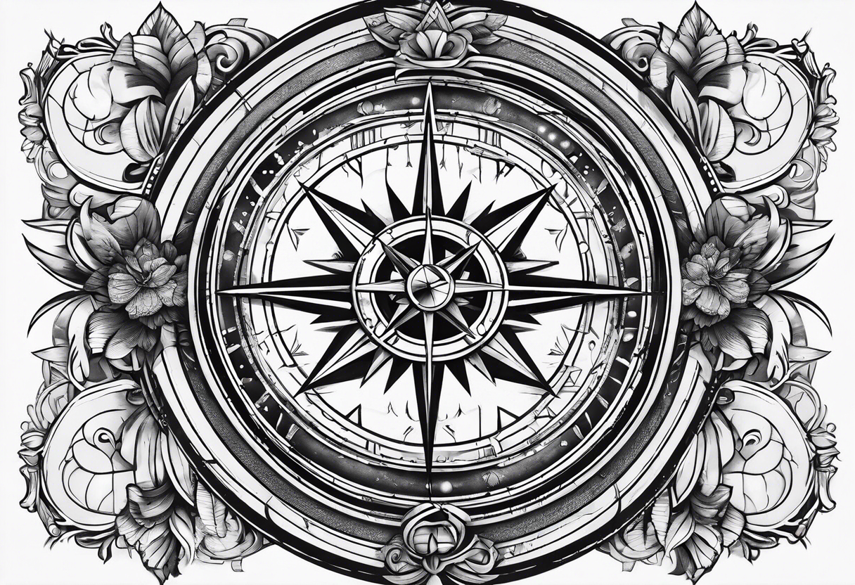 circle with divine proportion and compass tattoo idea