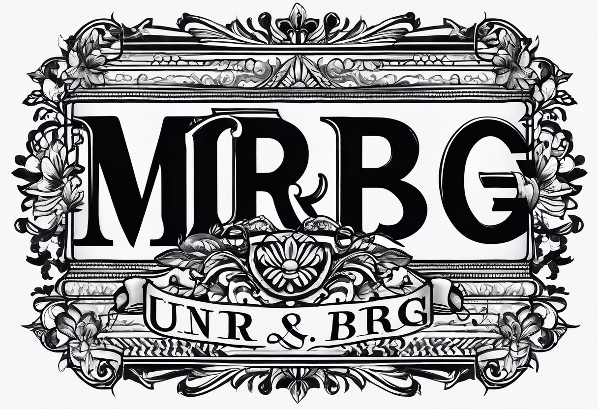 letters: "MRBG" underlined, equally separated
simple, clear, plain, unadorned, no background tattoo idea