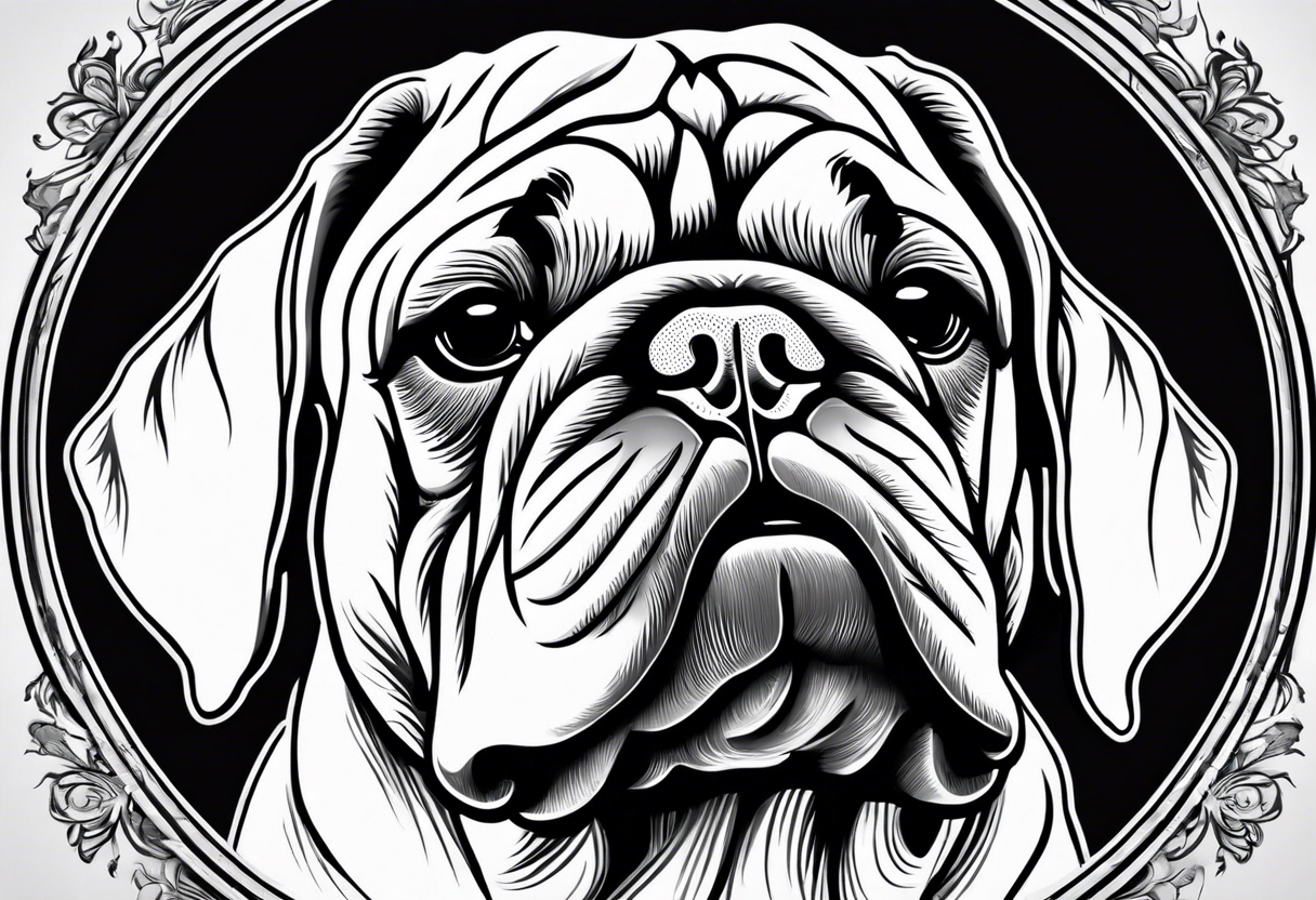 Cute puppy English bulldog tattoo idea