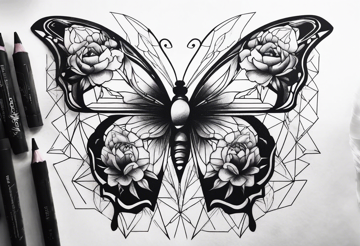 Galaxy Butterfly Peony Geometric Celestial Tattoo Ideas tattoo idea