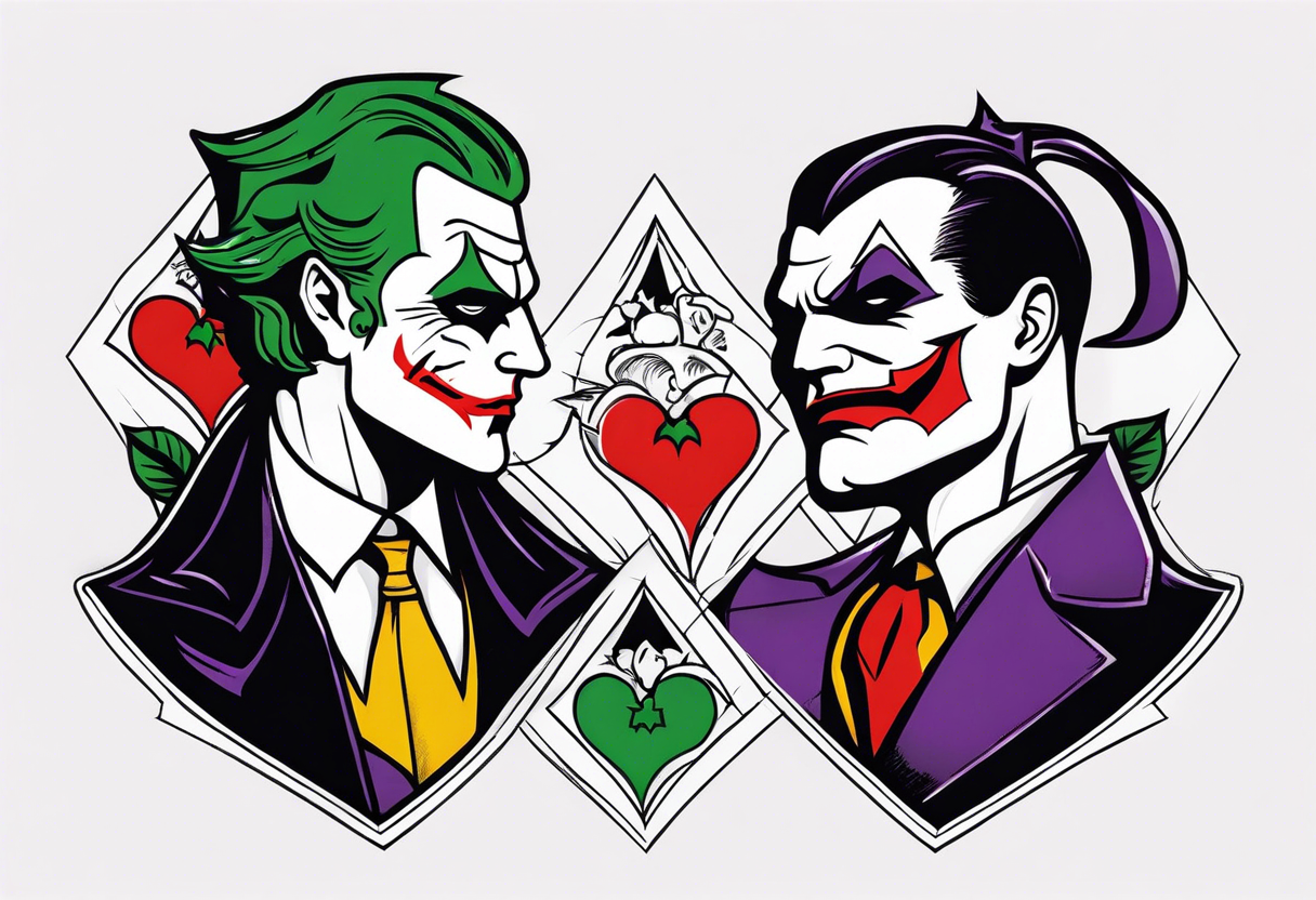 joker and batman on card game tattoo idea