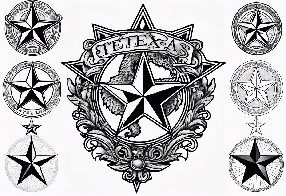 Welsh drago standing upright holding a texas star tattoo idea