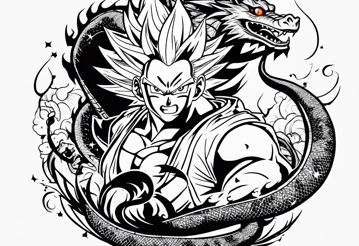 One Piece, Dragon Ball, Naruto and Bleach Logo Combined tattoo idea