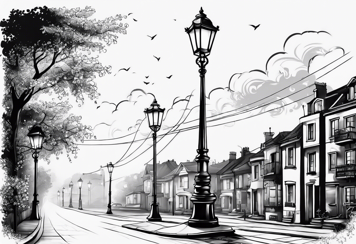 Street lamp whole thing no background tattoo idea