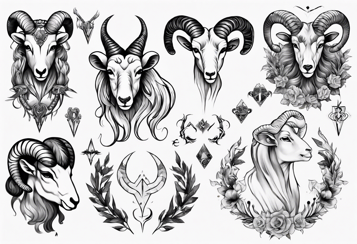 Aries Zodiac Sign Tattoo Style Stock Vector - Illustration of signsymbol,  style: 122845456