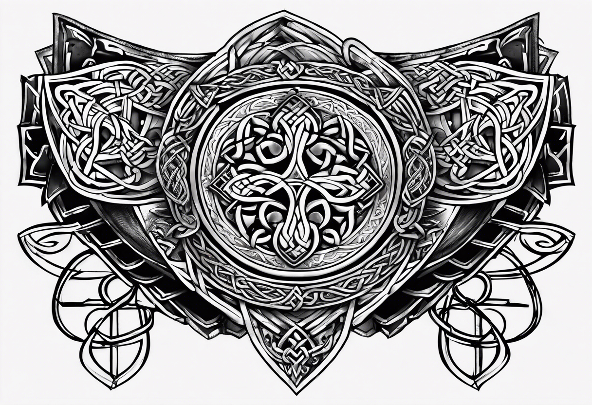 bracers armor written words celtic "honor" "loyalty" "unity" "honesty" tattoo idea