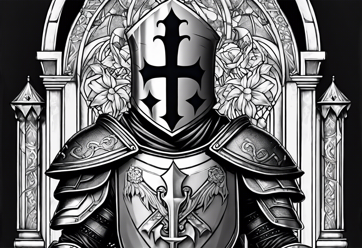 knight templar with castle tattoo idea