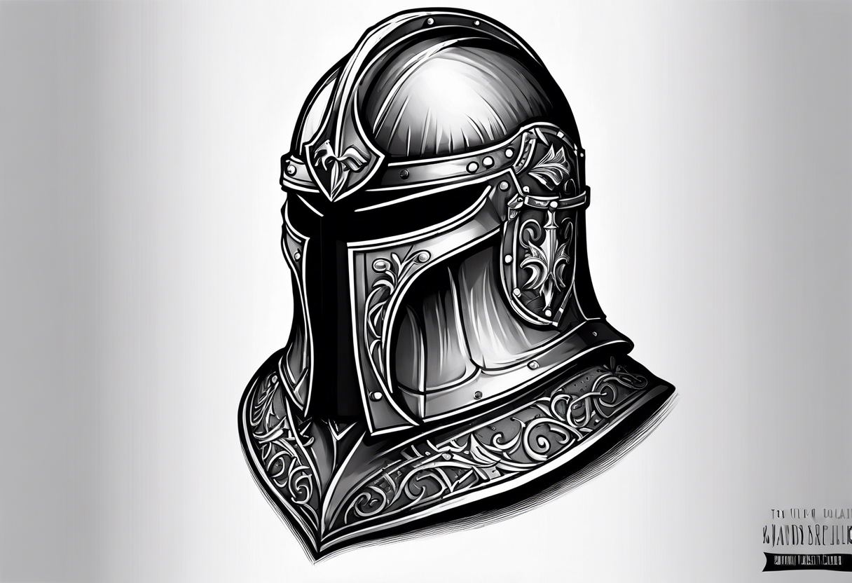 Traditional knight helmet tattoo