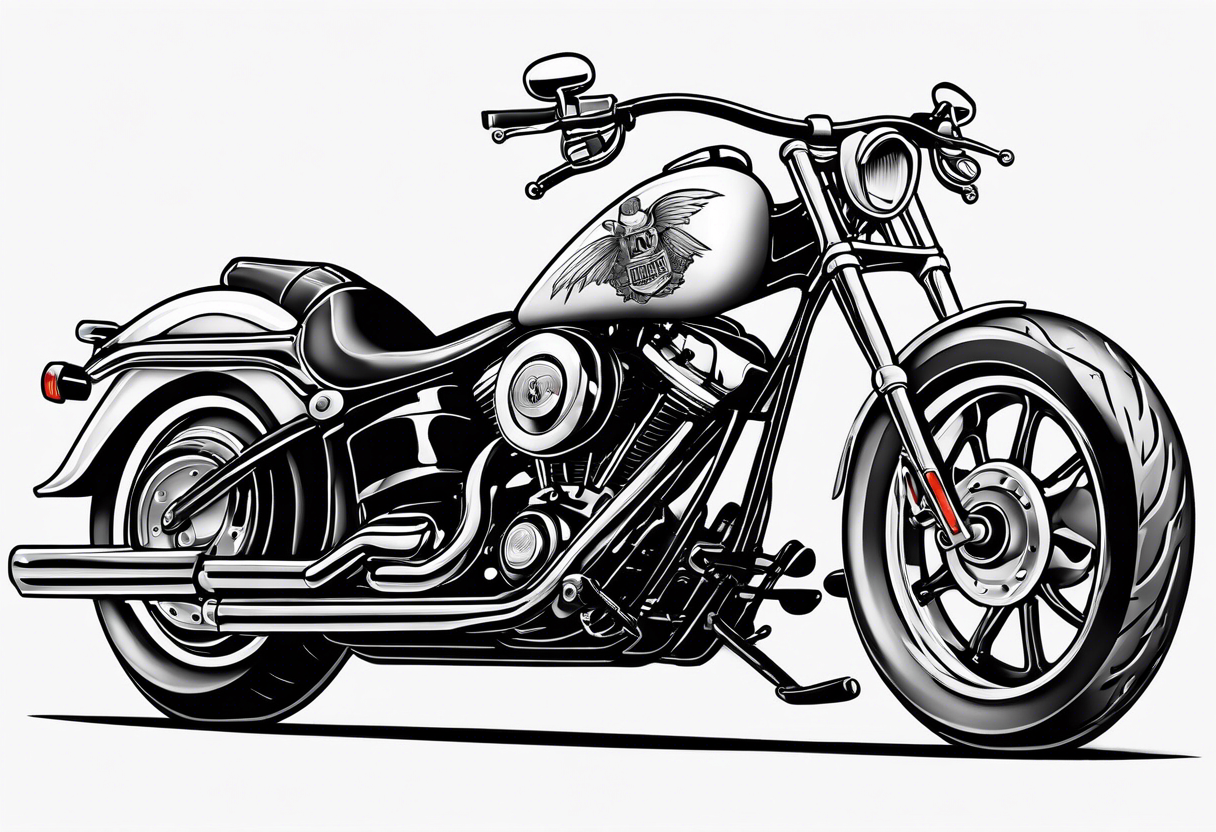 skeleton riding harley davidson chopper tattoo idea