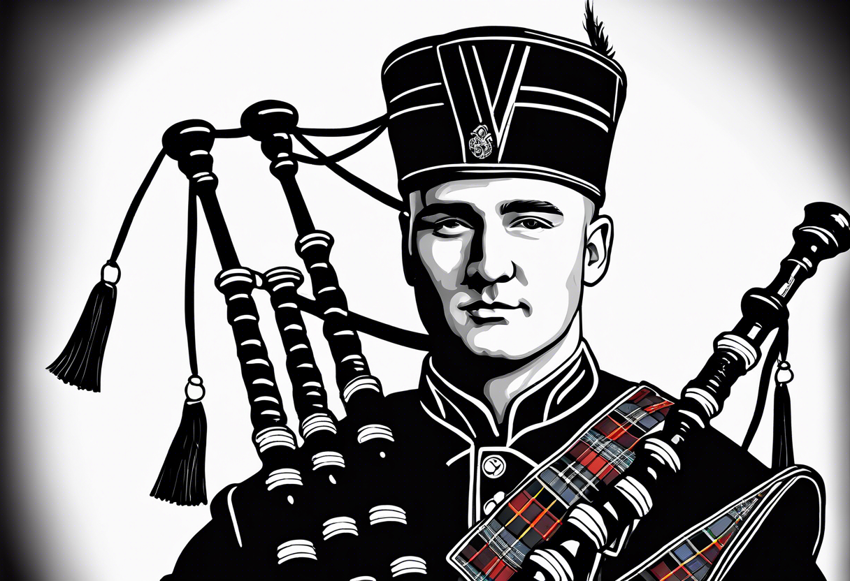 Scottish Bagpiper in  a kilt tattoo idea