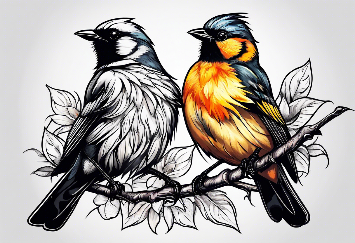 Sunny black birds tattoo idea