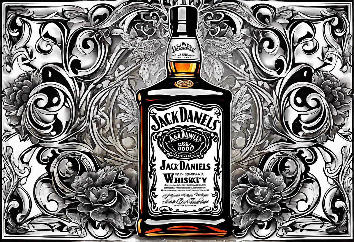 jack daniels whisky bottle traditional tattoo idea