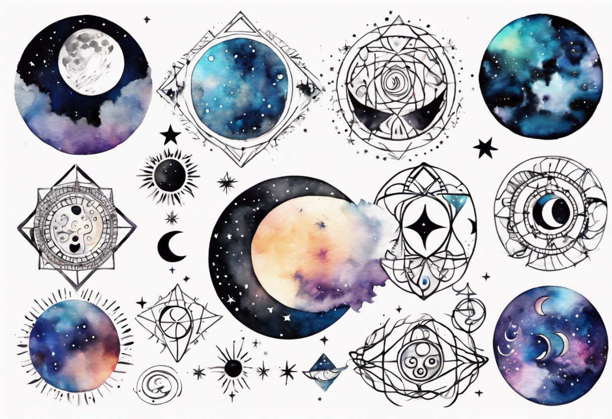 Astronomy Dotwork Tattoo Design – Tattoos Wizard Designs