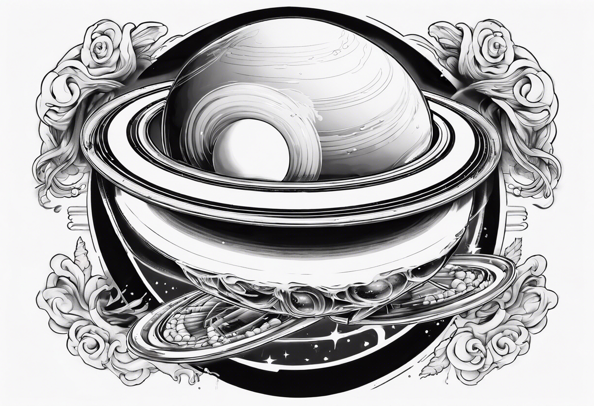 saturn with rings but its a glass of alcohol tattoo idea