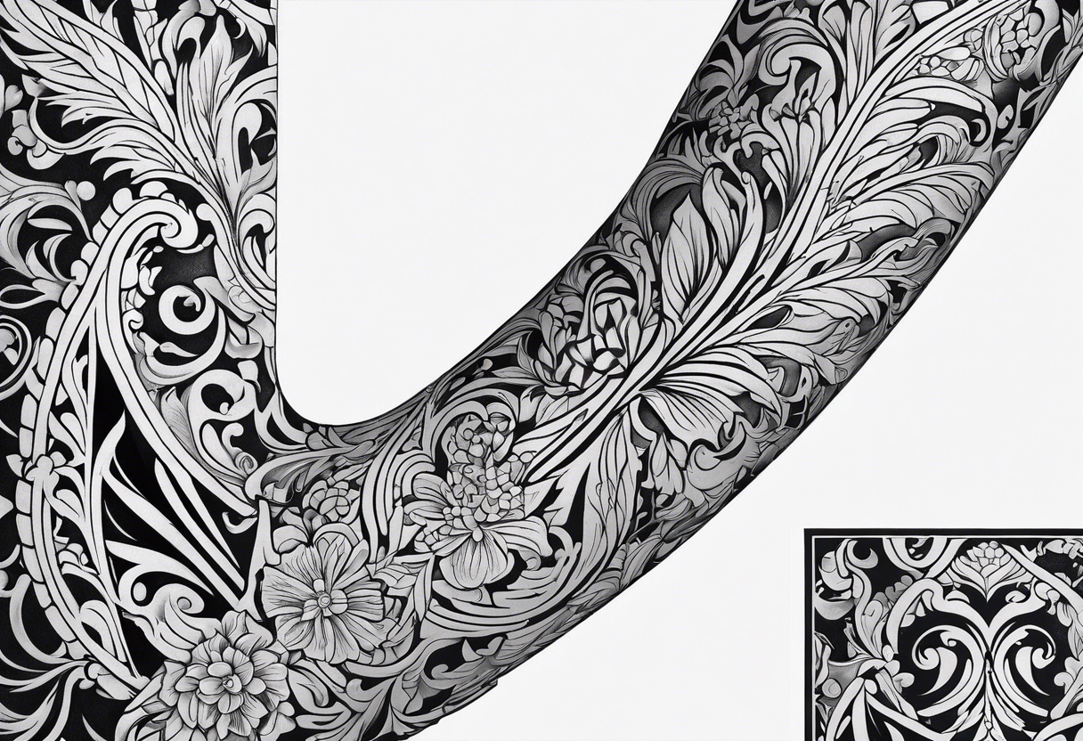 Filigree men’s leg tattoo tattoo idea