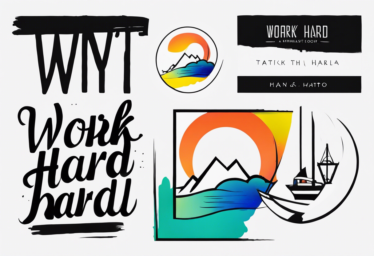 I want a painting style tattoo with the words "work hard" and "play hard". tattoo idea