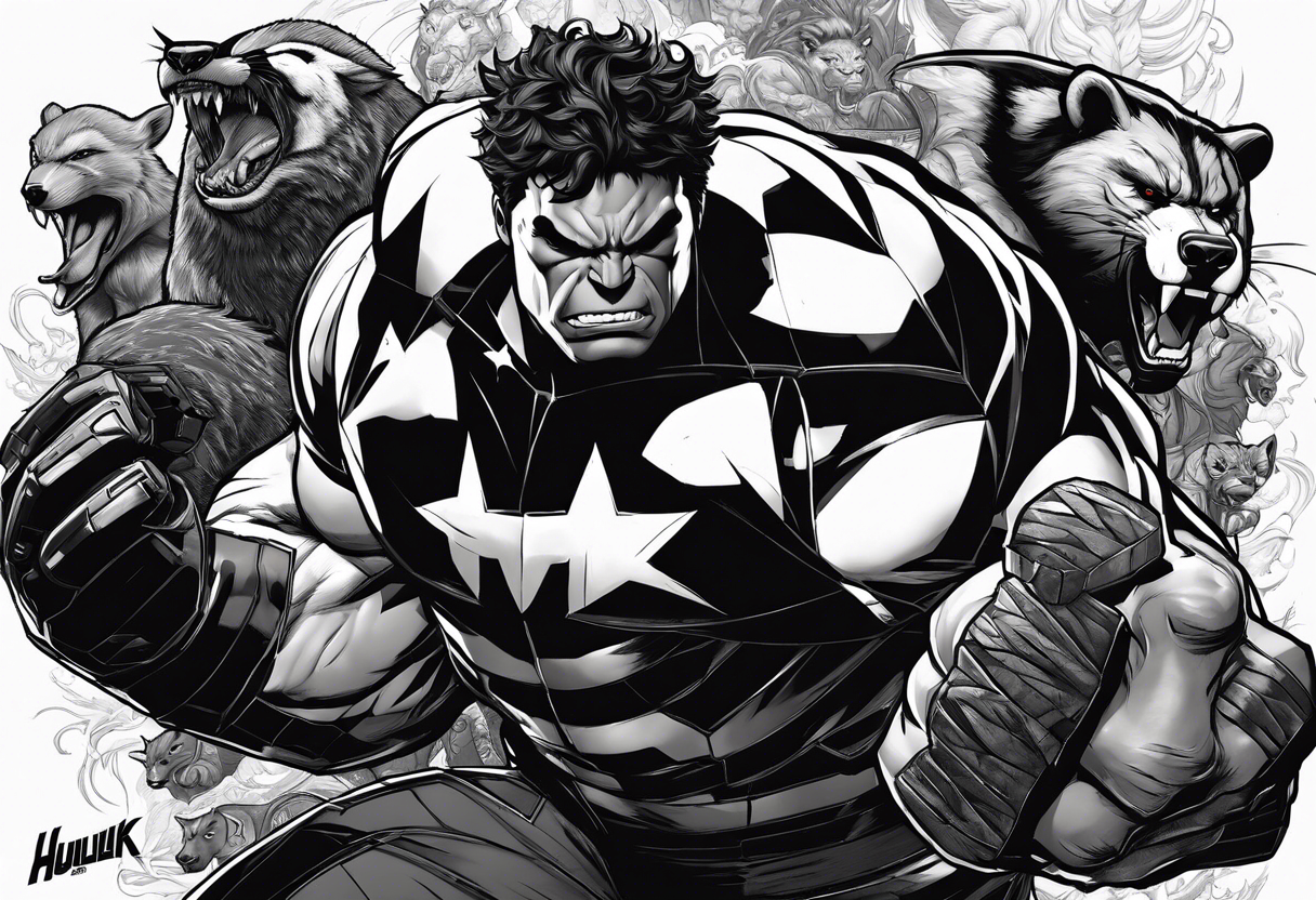 I want to change Avengers characters with animals. Hulk will be Badger tattoo idea