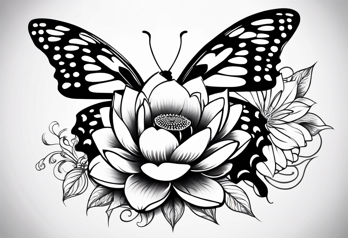 Butterfly lotus tattoo idea