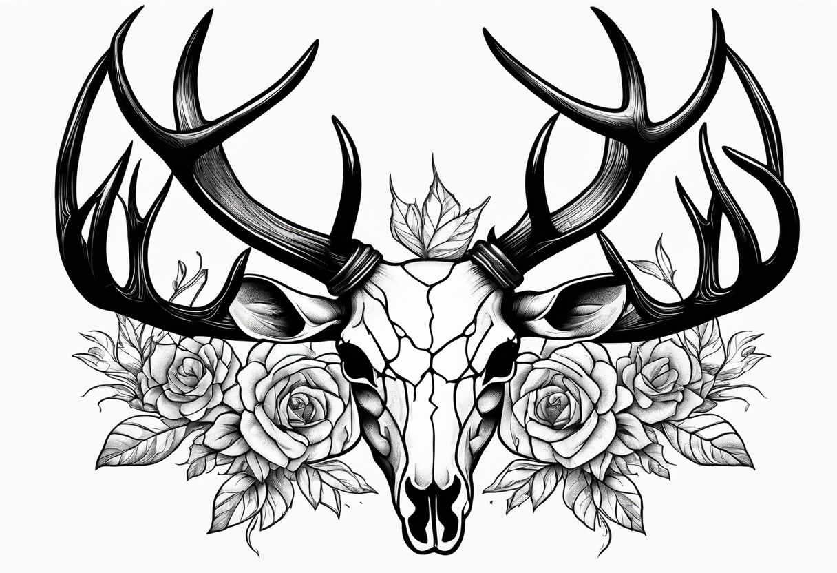Dead deer skull tattoo idea