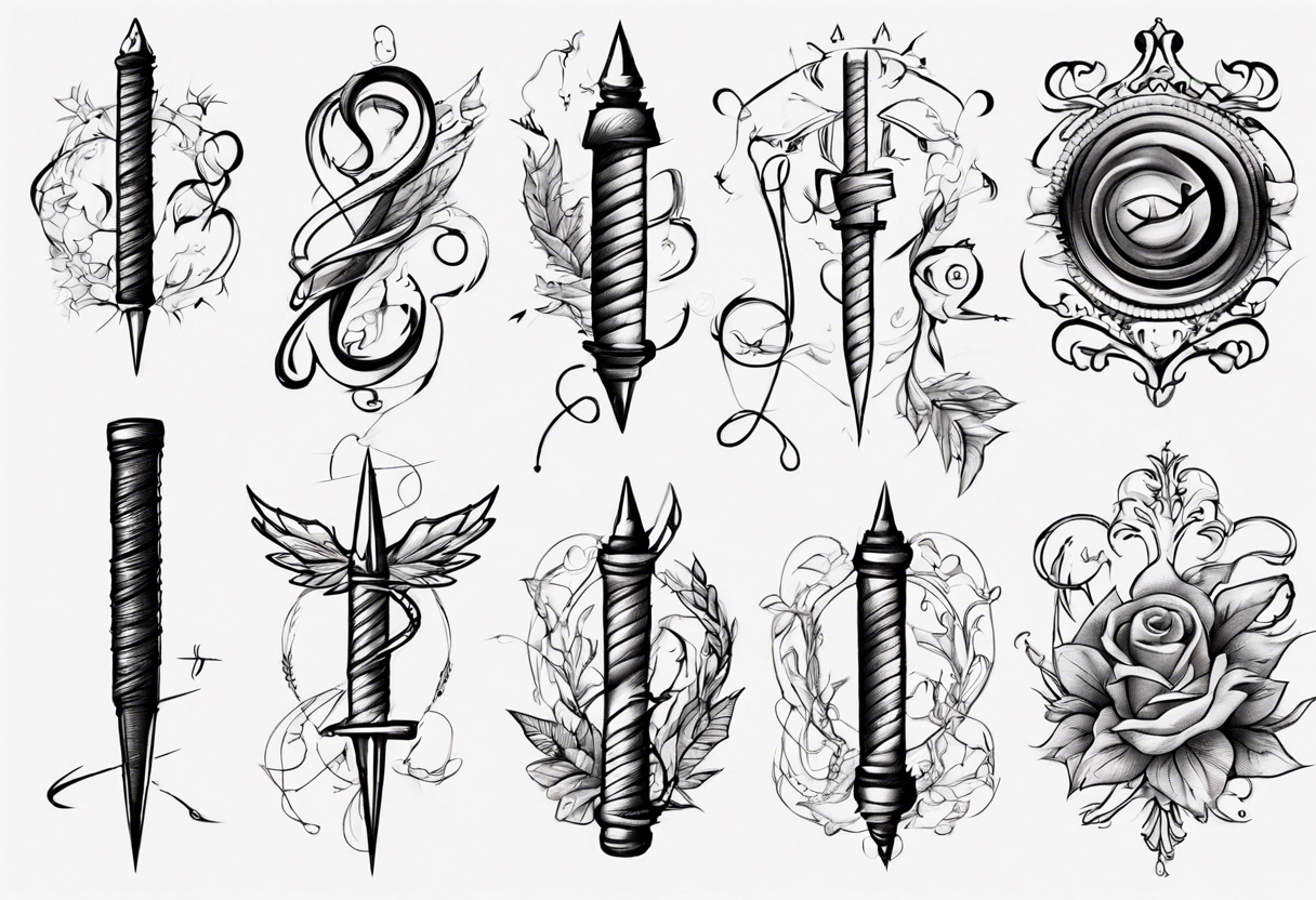 Needle, thread, initials tattoo idea