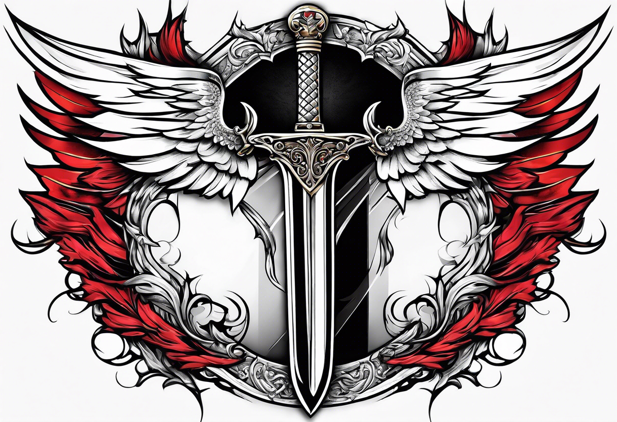 Sword with angel wings as the hilt tattoo idea