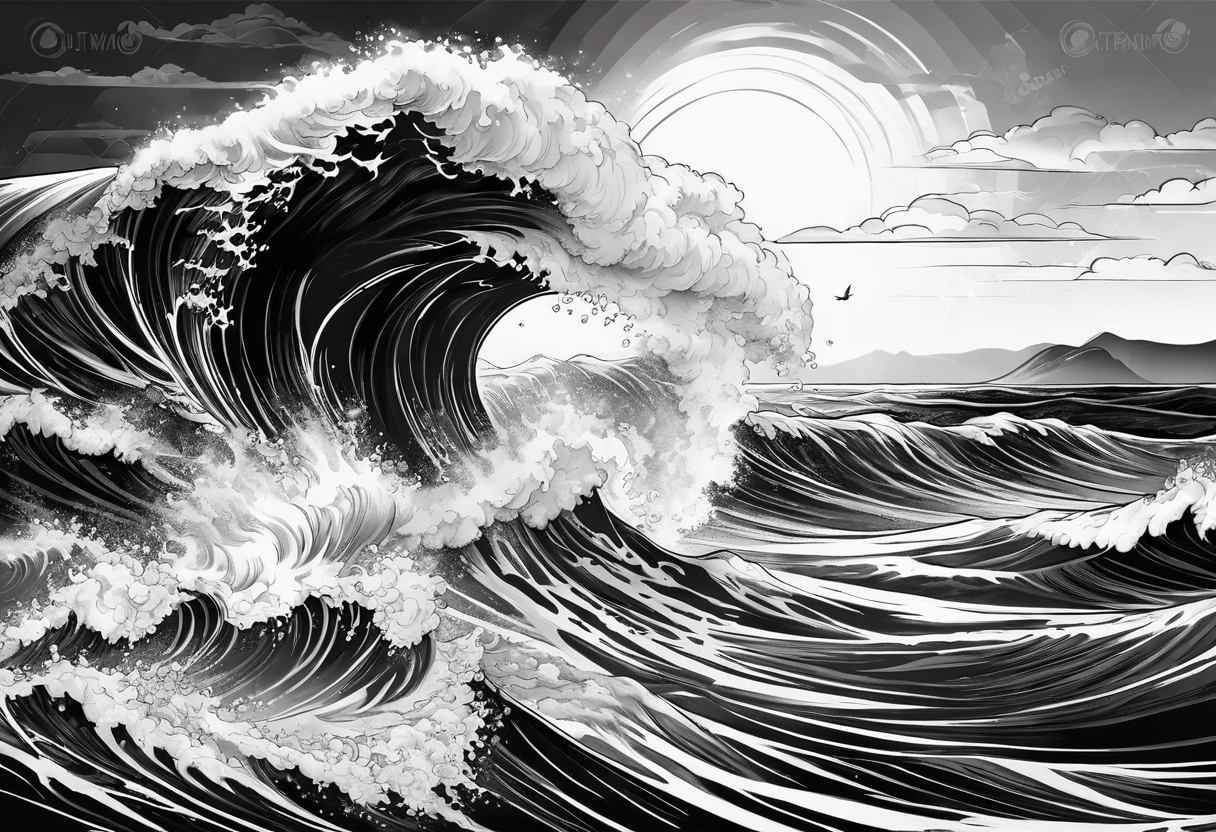 god, stormy sea, full length tattoo idea