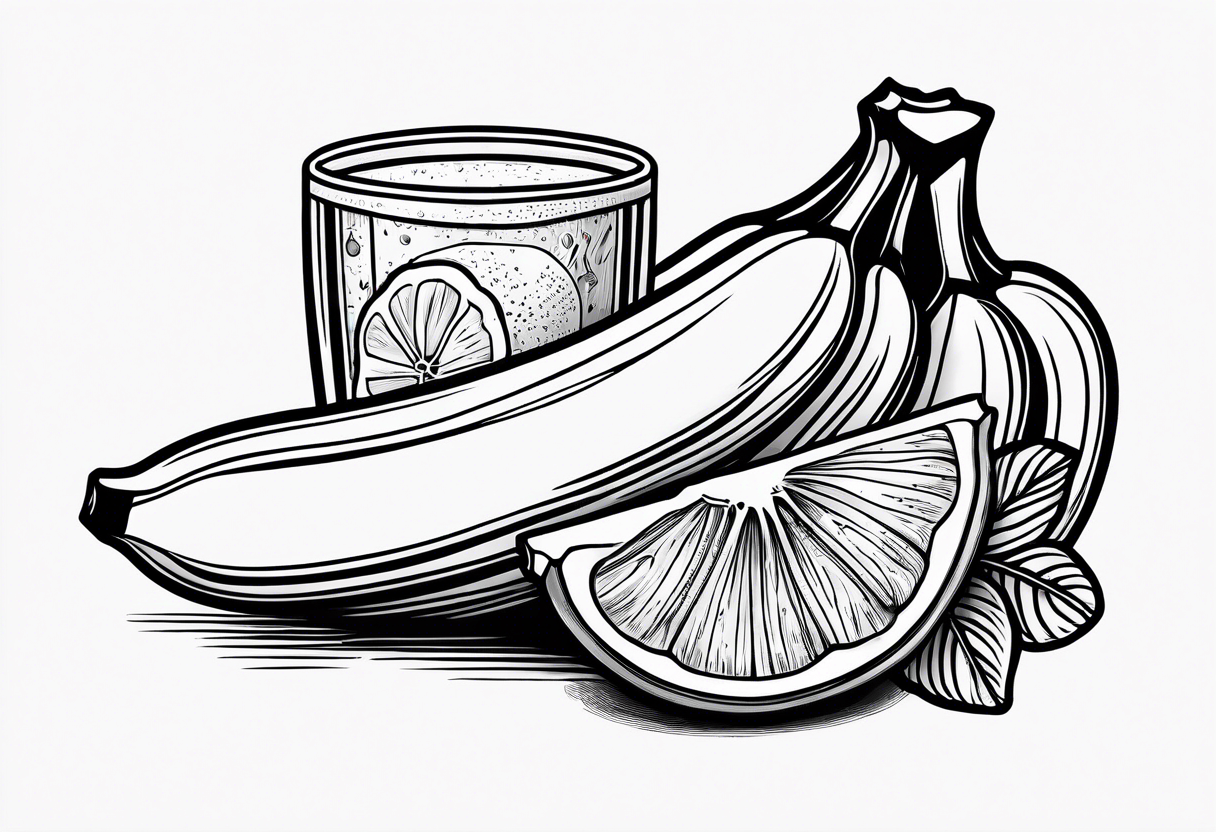 A banana with a drink tattoo idea