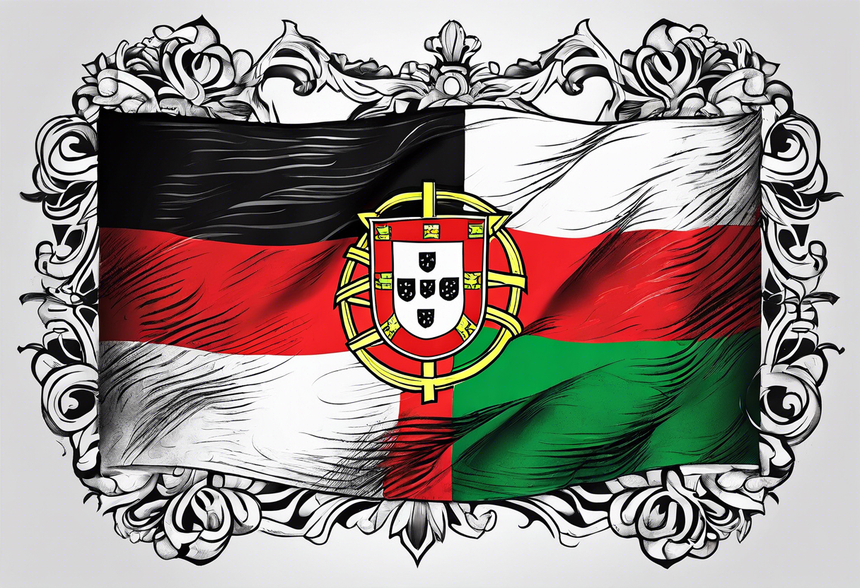 A Portuguese and a German flag mixed tattoo idea