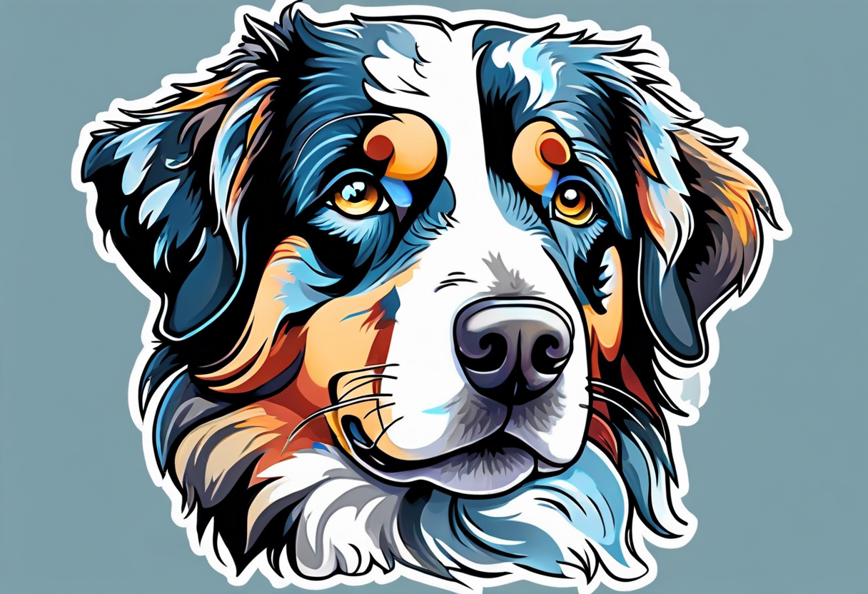 Astronaut blue Merle Australian shepherd dog in the galaxy tattoo idea