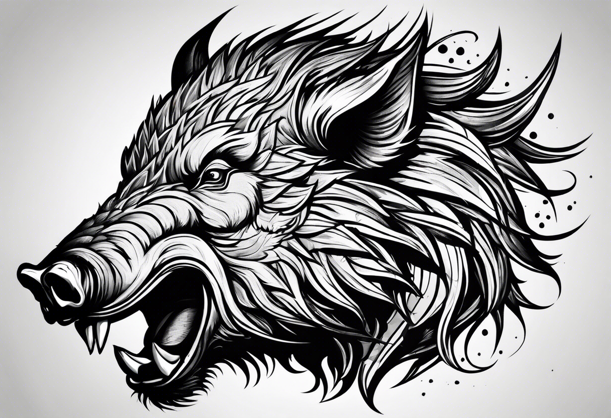 face angry boar tattoo idea