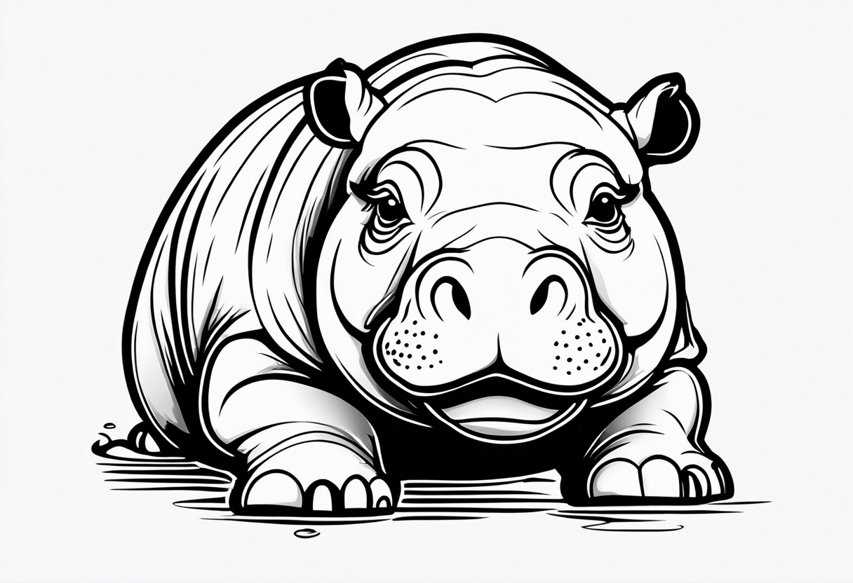 Baby hippo acting rough tattoo idea