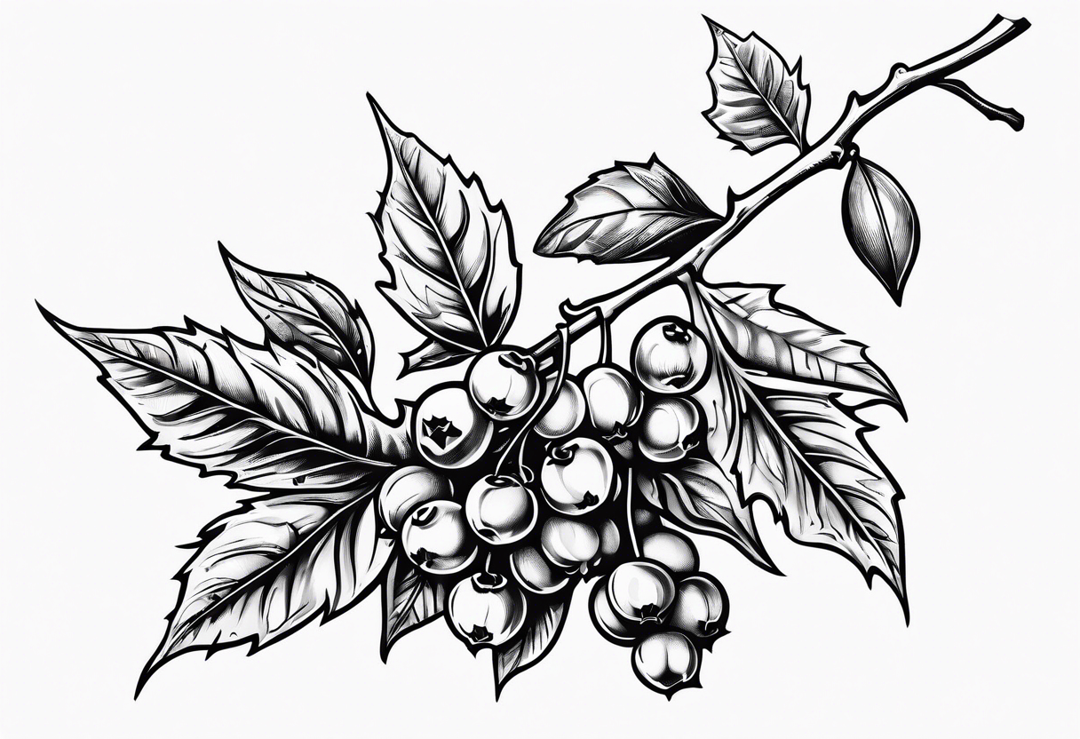 holly berry stalk tattoo idea