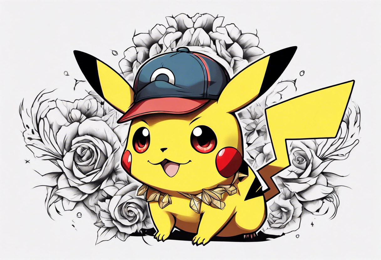 Pikachu on The Poke Ball Tattoo Design