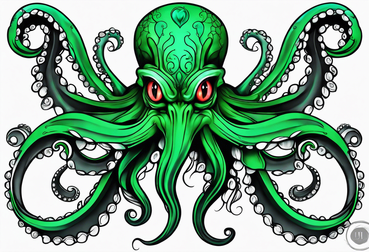 Electric octopus peaceful green gargoyle tattoo idea