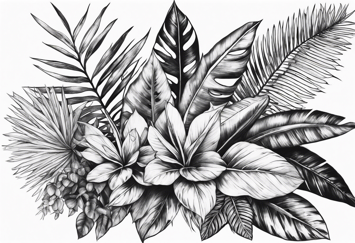 Tropical foliage tattoo idea