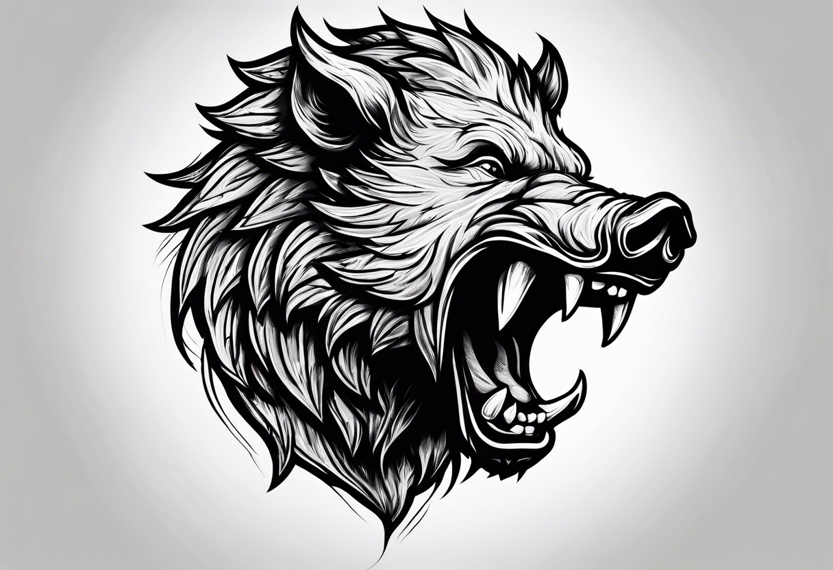 face angry boar tattoo idea