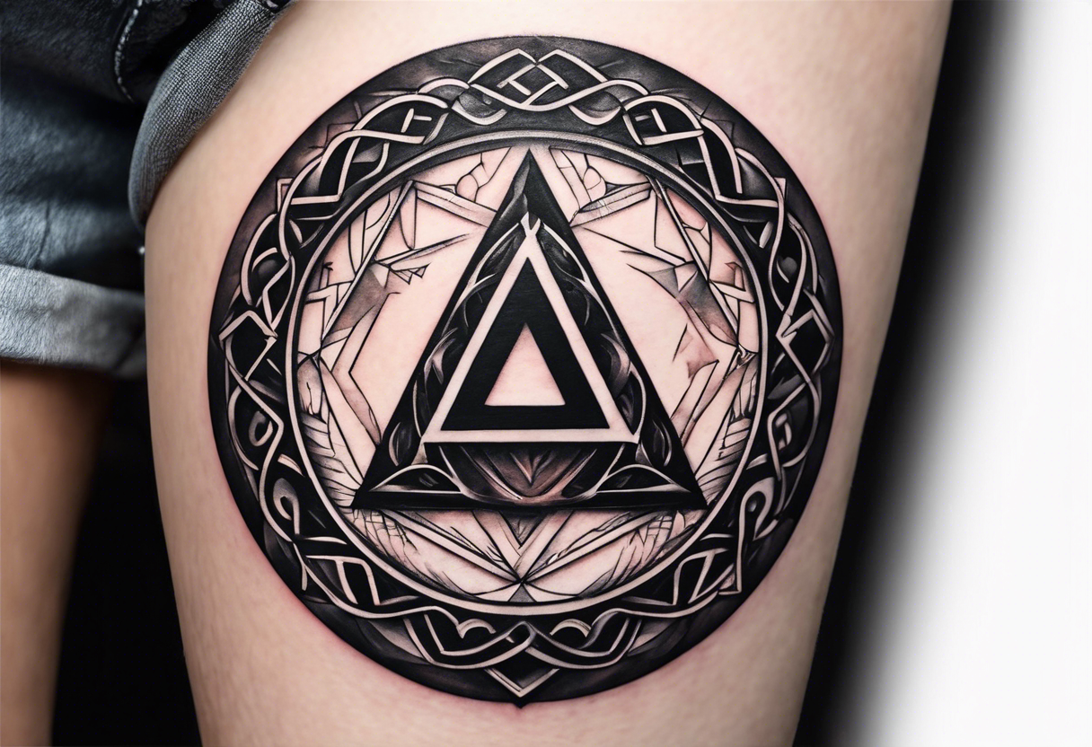 letter delta inside a chain circle, subtle, womanly, simplistic tattoo idea