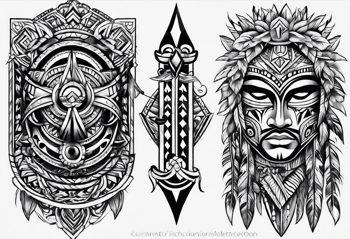 Puerto Rican tribal arm tattoo with spears tattoo idea